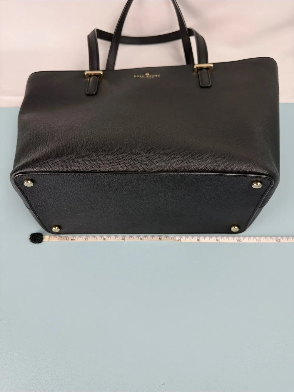 kate spade Cedar Street Black Saffiano Leather Tote with Gold Logo